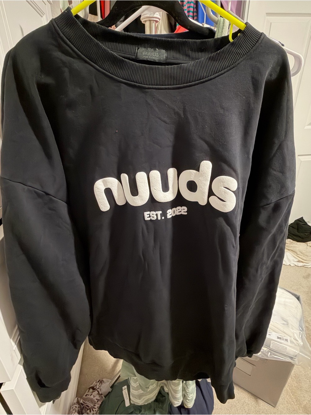 nuuds Black Crewneck Sweater with White Logo